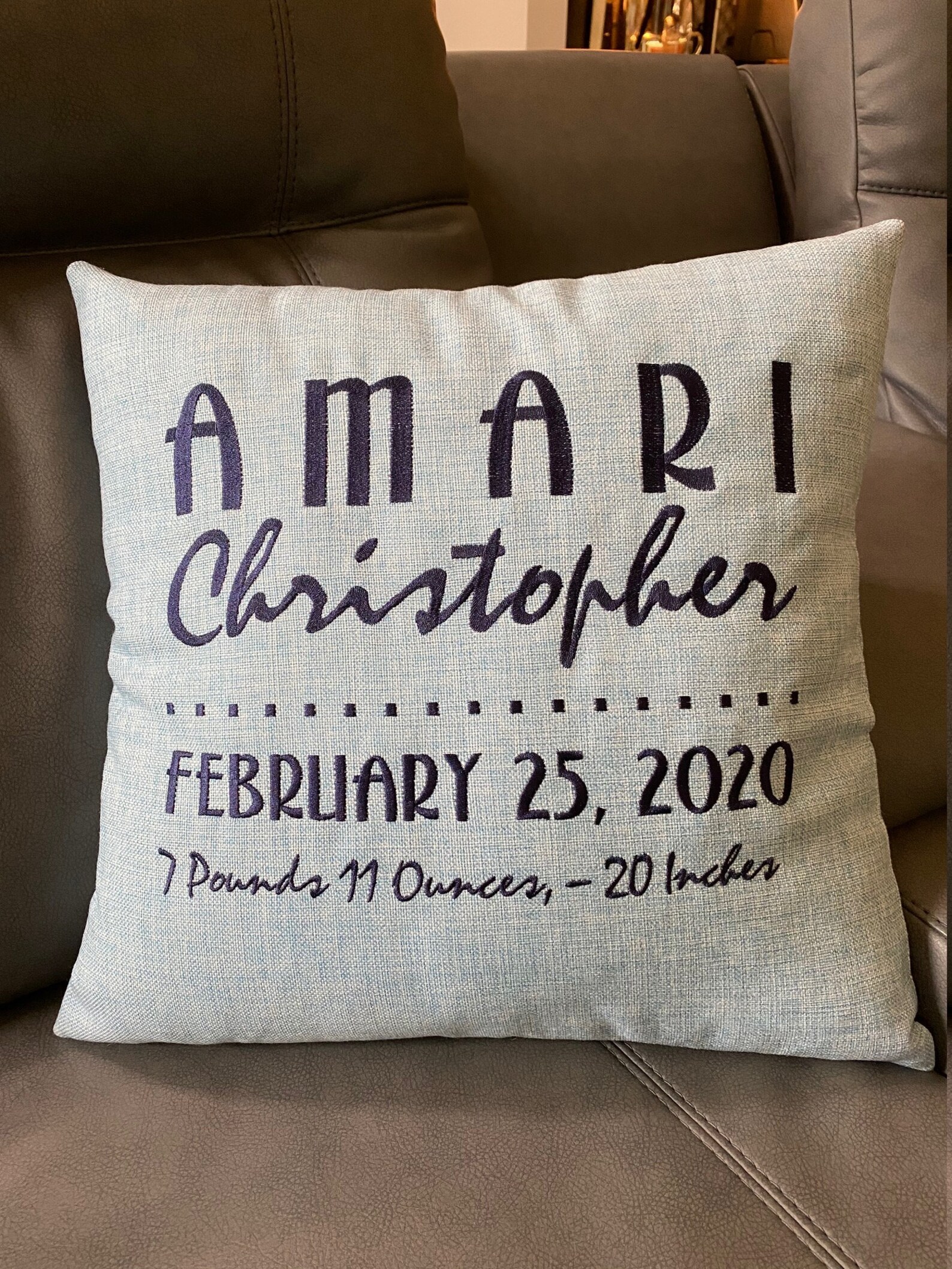 Personalized Embroidered Birth Announcement Pillow Baby Shower Baby