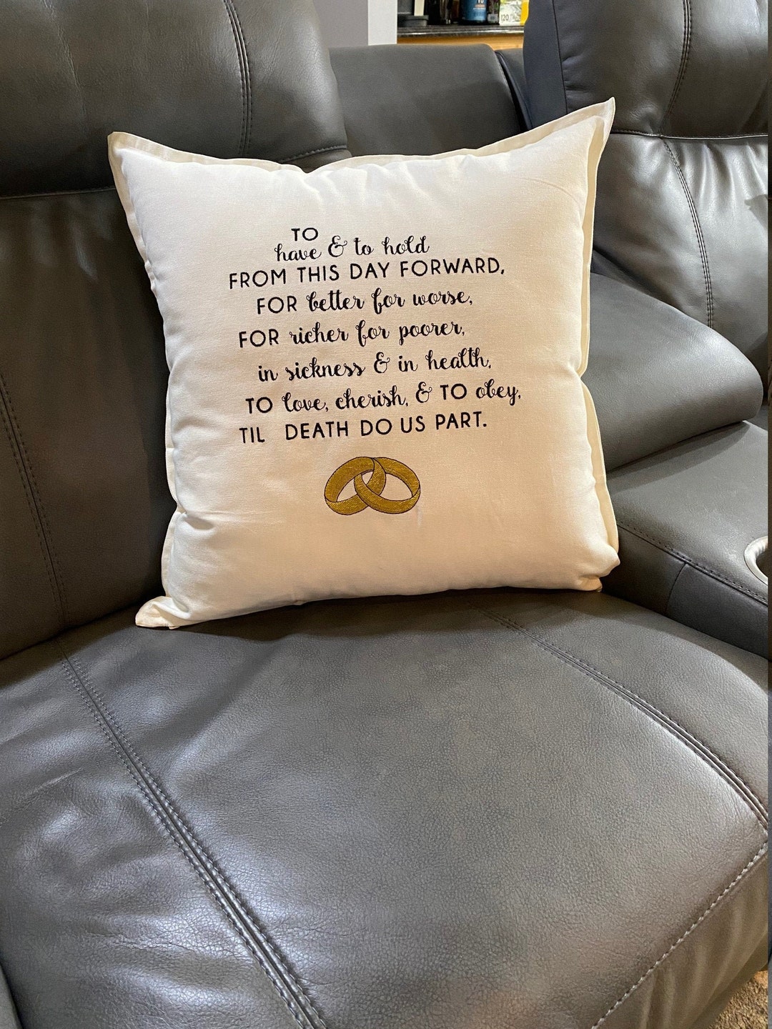 Embroidered traditional Wedding Vows Thow Pillow Etsy