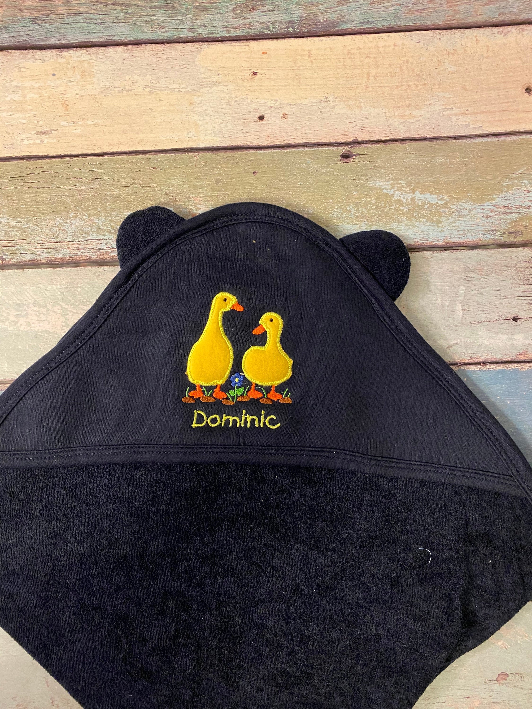 Hooded Towels with Personalised name DUCKS Embroidered onto Towels Bath Robes 