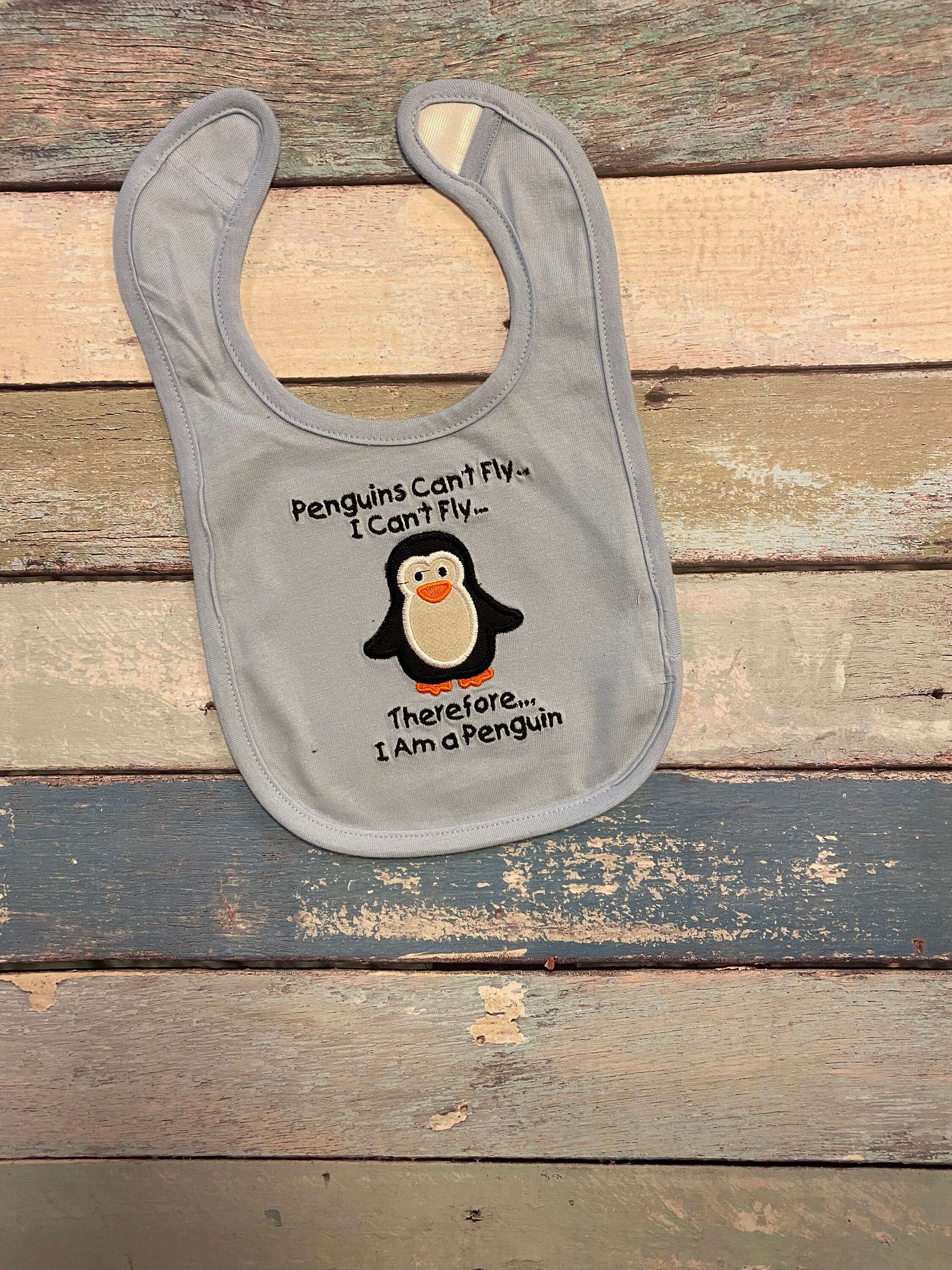 Embroidered Penguin Baby Bib: Funny Penguin Gift - Etsy