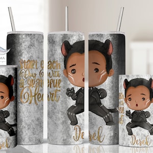 Black Panther Kids Tumbler: Personalized Hero Water Bottle