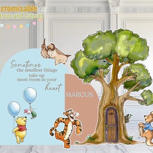 Custom Classic Winnie the Pooh Backdrops Baby Shower Personalized Party Decorations Gender Reveal Cutouts