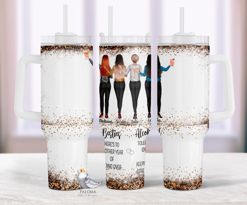 Custom Besties Tumbler 40oz 20oz With Handle Gift Another Year Alcohol