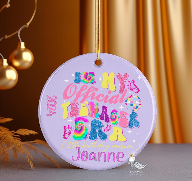 13 Year Old Ornament Custom Teenager Gift in My Official Teenager Era