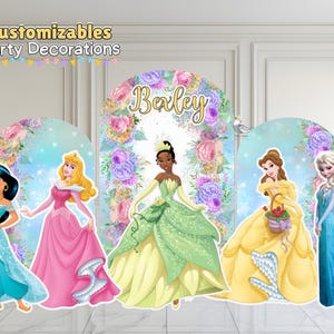 Custom Princess Party Backdrop 3-Panel Arch Personalized