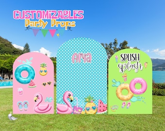 Party Pool Backdrops and Cutouts Welcome Yard Decor Set of 3 Panels Foam Board with Stands Party Kids Birthday Backdrop Party Props
