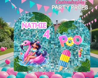 Princess Pool Party Cutout: Personalized Summer Birthday Decor