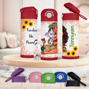 Princess Moana Tumbler Design Custom Disney Princess Water Bottle for Girls Island Princess Inspired Gift Love the Sun Cartoon Movie Gift
