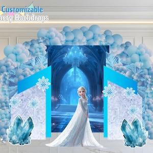 Custom Princess Party Backdrop 3-Panel Arch Personalized