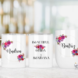 Personalized Mexican Floral Tumbler: Latina Power Cup