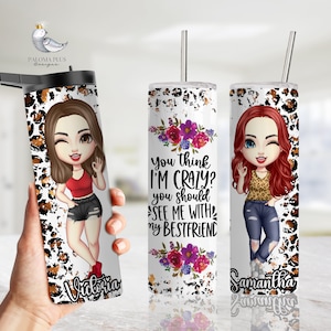 Friendship Tumbler Gift Personalized Best Friend Custom Best Friend Cups Tumbler with Straw Lover Gift for Her Perfect Gift for Friends