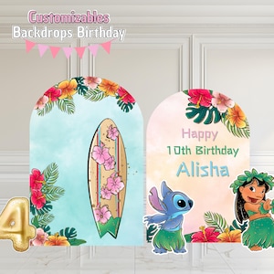 Stitch and Lilo Party Decorations Stitch Cutouts Birthday Decor Luau Theme Party Lilo Stitch Backdrops Set Party Surf Backdrops and Cutouts