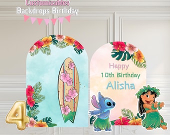 Stitch and Lilo Party Decorations Stitch Cutouts Birthday Decor Luau Theme Party Lilo Stitch Backdrops Set Party Surf Backdrops and Cutouts