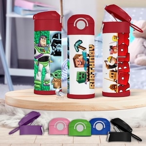 Personalized Kids Tumbler: Cartoon Character Water Bottle, Back to School Gift