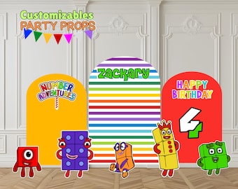 Number Blocks Character Backdrop 3 Panels Arch Number Blocks Birthday Decoration Kids Party Props Personalized Numberblocks Party