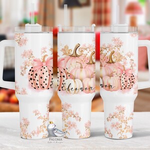 Pink Pumpkin 40oz Tumbler Gift Personalized Thanksgiving Gift for Her Mom Friend Custom Fall Decor 40oz 20oz Tumbler with Handle Gifts 2024