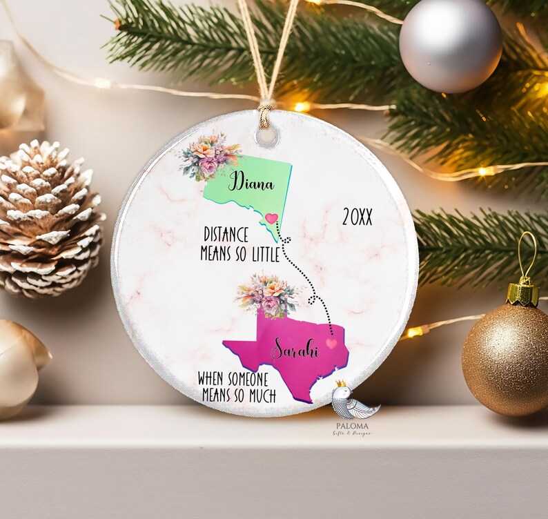 Long Distance Ornament Custom Long Distance Sister Gift Long Distance