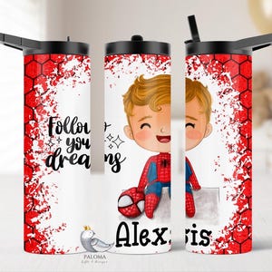Custom 12oz Tumbler for Kids Cute Tumbler for Kids-Spiderman Boys Tumbler Superheros Personalized Tumbler Heros Water Bottle Kids Gifts