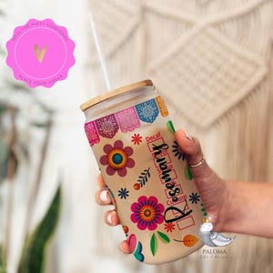 Mexican Style Party Favor Papel Picado Wedding Favors Personalized Mexican Tumbler Glass Cup for Bridal Birthday Mexican Theme Bridal Shower