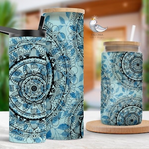 Custom Mandala Iced Coffee Cup Personalized Mandala Tumbler Gift Cuss Word Mandala F*ck Mandala Tumbler Glass Cuss Word Travel Cup For Women