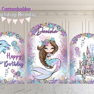 Mermaid Birthday Backdrop Set: Under The Sea Party Decor, Photo Booth Props