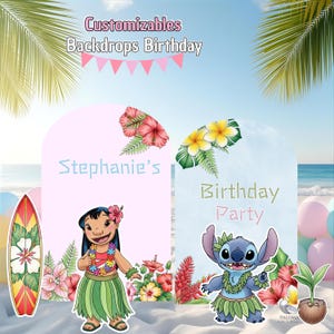 Lilo Hawaiian Cutouts and Backdrops for Birthday Party Lilo and Stitch Aloha Party Decoration DIY Party Stitch Suft Backdrop Yard Sign