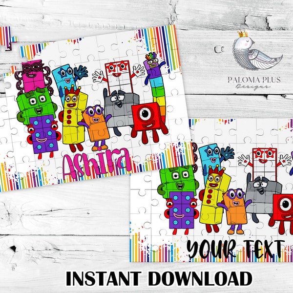 Numberblocks Puzzles Sublimation Add Your Own Personalization Children's Gifts Numberblocks Gifts Instant Download Kids Sublimation PNG