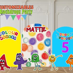 Custom Color Block Party Backdrop: Birthday Photo Booth Props