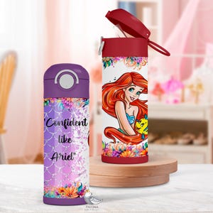 Personalized Princess Mermaid Tumbler: Custom Kids Water Bottle