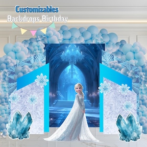 Custom Princess Party Backdrop 3-Panel Arch Personalized