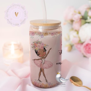 Personalized Ballerina Glass Cup: Custom Dance Tumbler Gift (16oz 25oz)