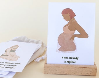 Pregnancy Gift Affirmation Cards Illustrated by Giuseppina, Pregnancy Affirmation Cards Deck for Women, Daily Self Care Positive Affirmation