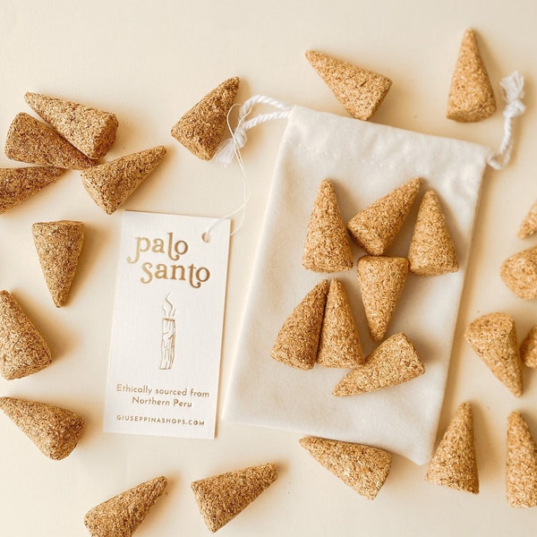 Palo Santo Cones PREMIUM Grade from Peru, Handcrafted NATURAL & SUSTAINABLE Palo Santo Incense Cones, Ethically Sourced Incense Cones