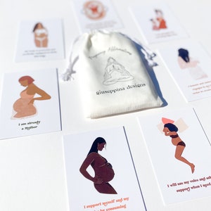 Pregnancy Gift Affirmation Cards Illustrated by Giuseppina, Pregnancy Affirmation Cards Deck for Women, Daily Self Care Positive Affirmation image 3