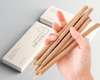 Juego de incienso Premium Palo Santo de 7 varillas EXTRA GRUESAS en una caja - De origen ético y hecho a mano en Perú, Palo Santo natural sostenible