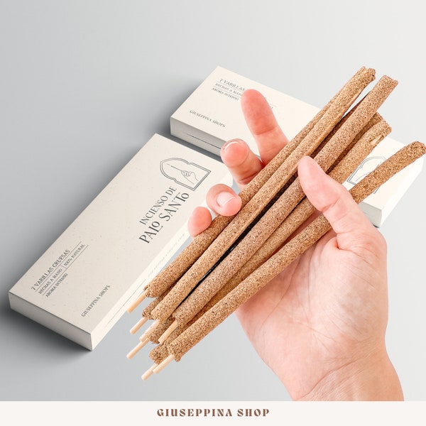 Premium Palo Santo Incense Set of 7 EXTRA THICK Sticks in a Box - Ethically Sourced & Handcrafted from Peru, Sustainable Natural Palo Santo