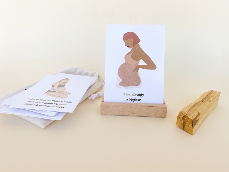 Pregnancy Gift Affirmation Cards Illustrated by Giuseppina, Pregnancy Affirmation Cards Deck for Women, Daily Self Care Positive Affirmation image 1