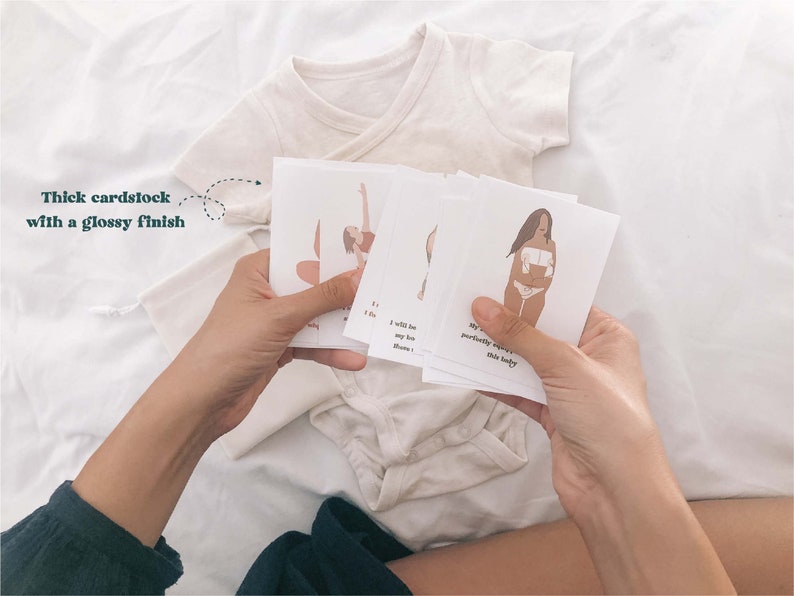 Pregnancy Gift Affirmation Cards Illustrated by Giuseppina, Pregnancy Affirmation Cards Deck for Women, Daily Self Care Positive Affirmation image 5