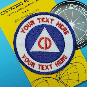 CUSTOMIZABLE US Civil Defense 3&quot; Embroidered Patch Choose Your Own Top and Bottom Text - Pack of Four Iron on or Velcro