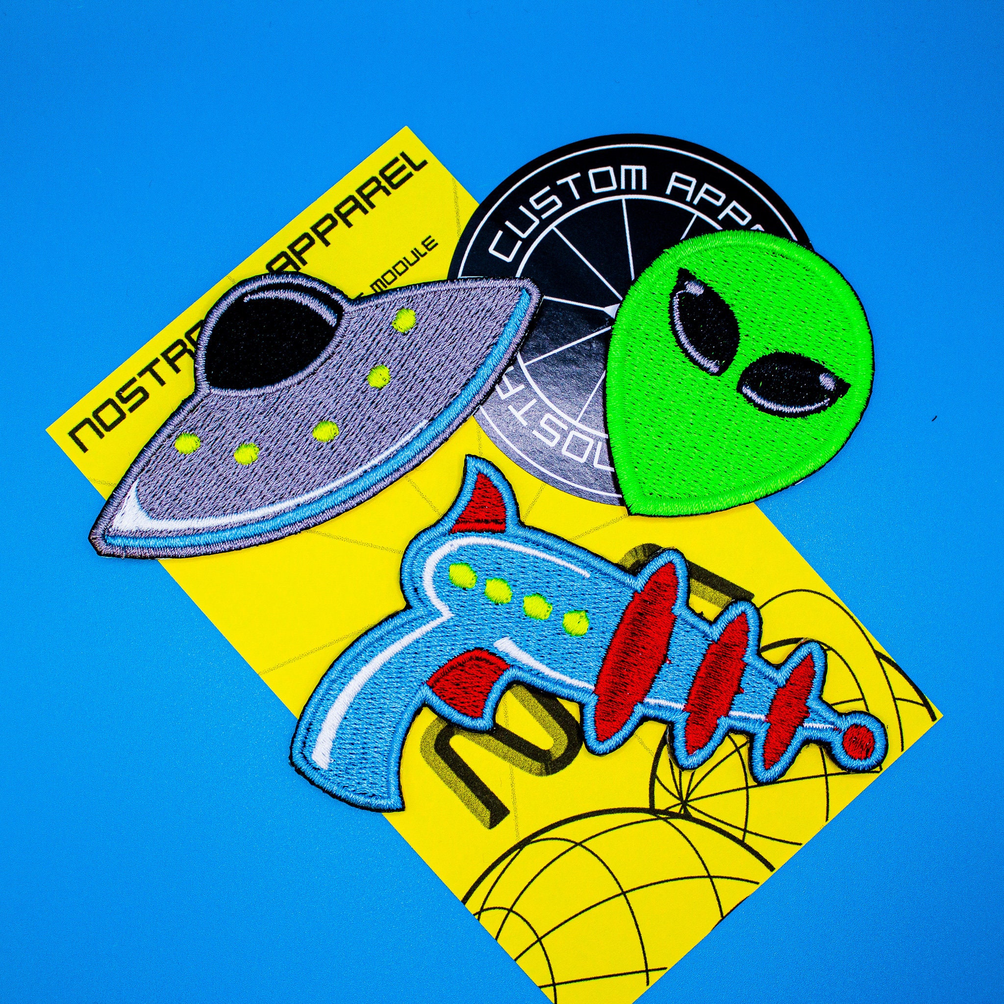 Alien Embroidered Patches Set of Three - Iron on or Hook and Loop ...