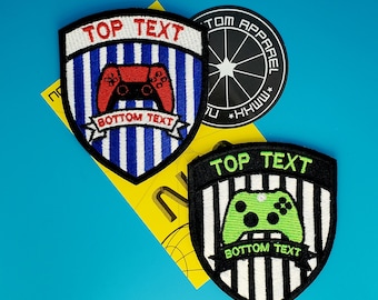 2X Esports CUSTOM TEXT and COLORS Embroidered Patches -  3"x3.5"  - Set of 2 - Iron-on or Hook and Loop - Video Game League