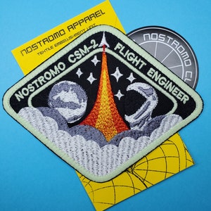 GLOWING CUSTOM TEXT Space Mission Embroidered Patch Iron On or Hook and Loop 5.5"x4" Choose Your Own Text Glow in the Dark - Style 2