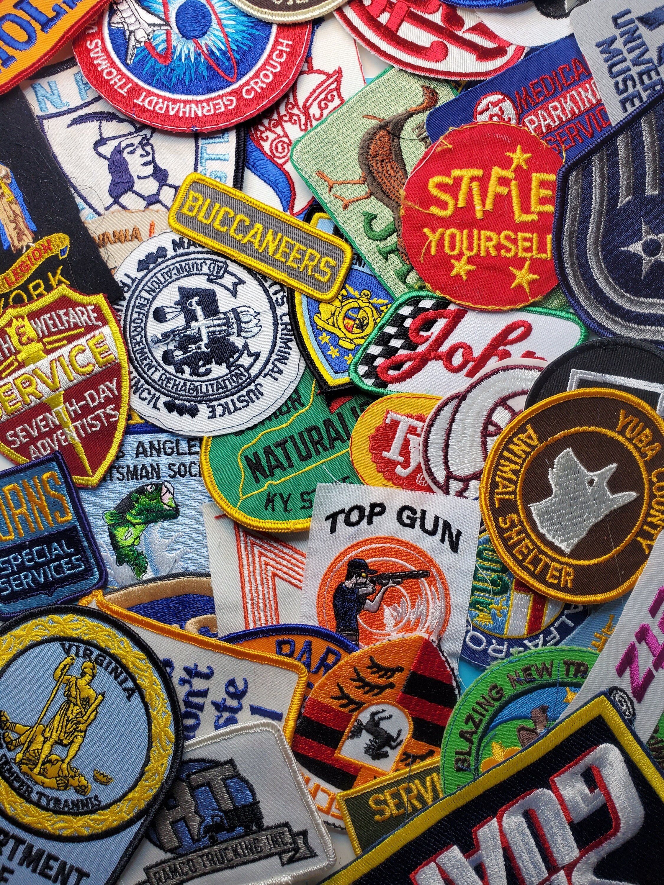 PATCHBOMB PACK Vintage and NOS Embroidered Sew On Iron On Patches for Denim Jackets Pants Letterman Miscellaneous Value Mystery Box