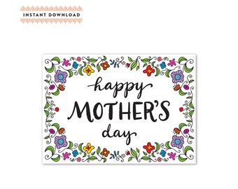 Floral Mother's Day Card – Printable Greeting, DIY 5x7 (Digital Download)