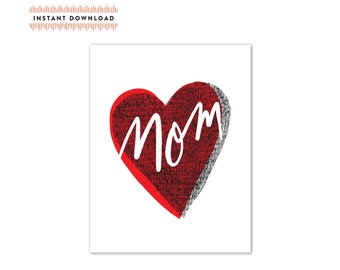 Mother's Day Halftone Heart Card - Printable DIY Greeting (Instant Download)