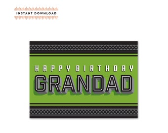 Happy Birthday Grandad Card - Modern A7 Greeting (PDF Download)