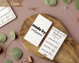 Self Love Business Card Template, Business Thank You Cards, Business Packaging Insert, Editable Hanging Tags Template, Clothing Tags