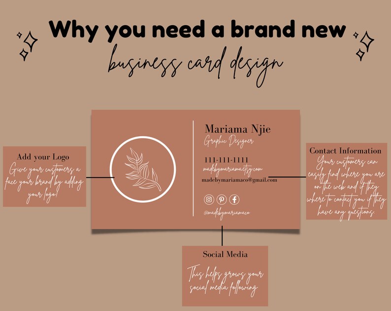 DIY Modern Chic Business Card Template, Minimalist Business Cards, Editable Business Cards, Small Business Branding image 6