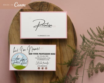 Pretty in Pink Business Card Template, Business Thank You Cards, Business Packaging Insert, Thank You Card Template, Social Media Cards