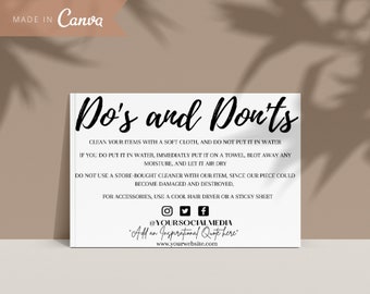 Minimalist Care Instructions Note For Small Businesses Template, Small Business Care Card, Jewelry Cards, Packaging Inserts, Poshmark, Etsy